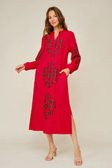 The Yuletide Red Applique Dress