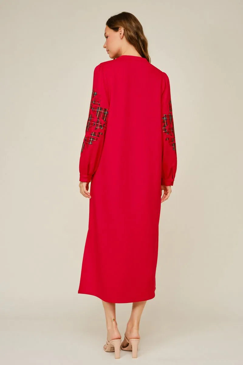 The Yuletide Red Applique Dress