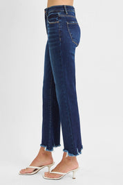 Risen Straight Leg Slim Cropped Jeans