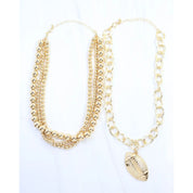 Bree Beaded Layered Necklace Football Gold