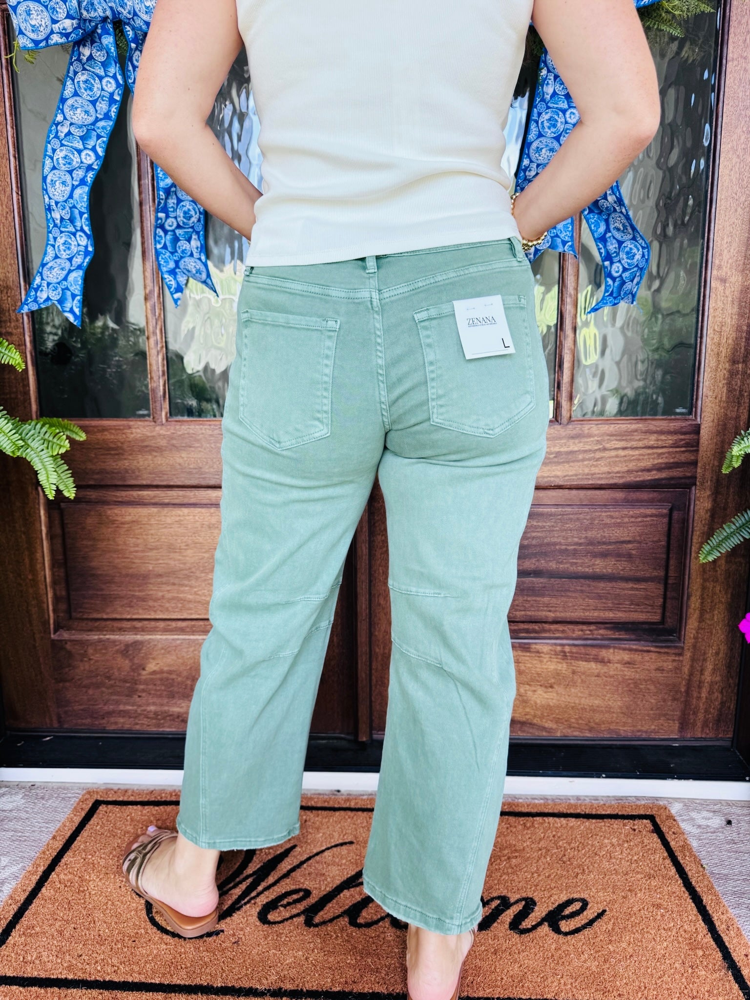 Barrel Leg Denim Olive