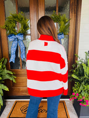 Varsity Red Stripe Zip Pullover