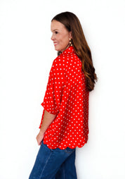 The Darling Days Red Polka Dot Scalloped Top