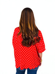 The Darling Days Red Polka Dot Scalloped Top