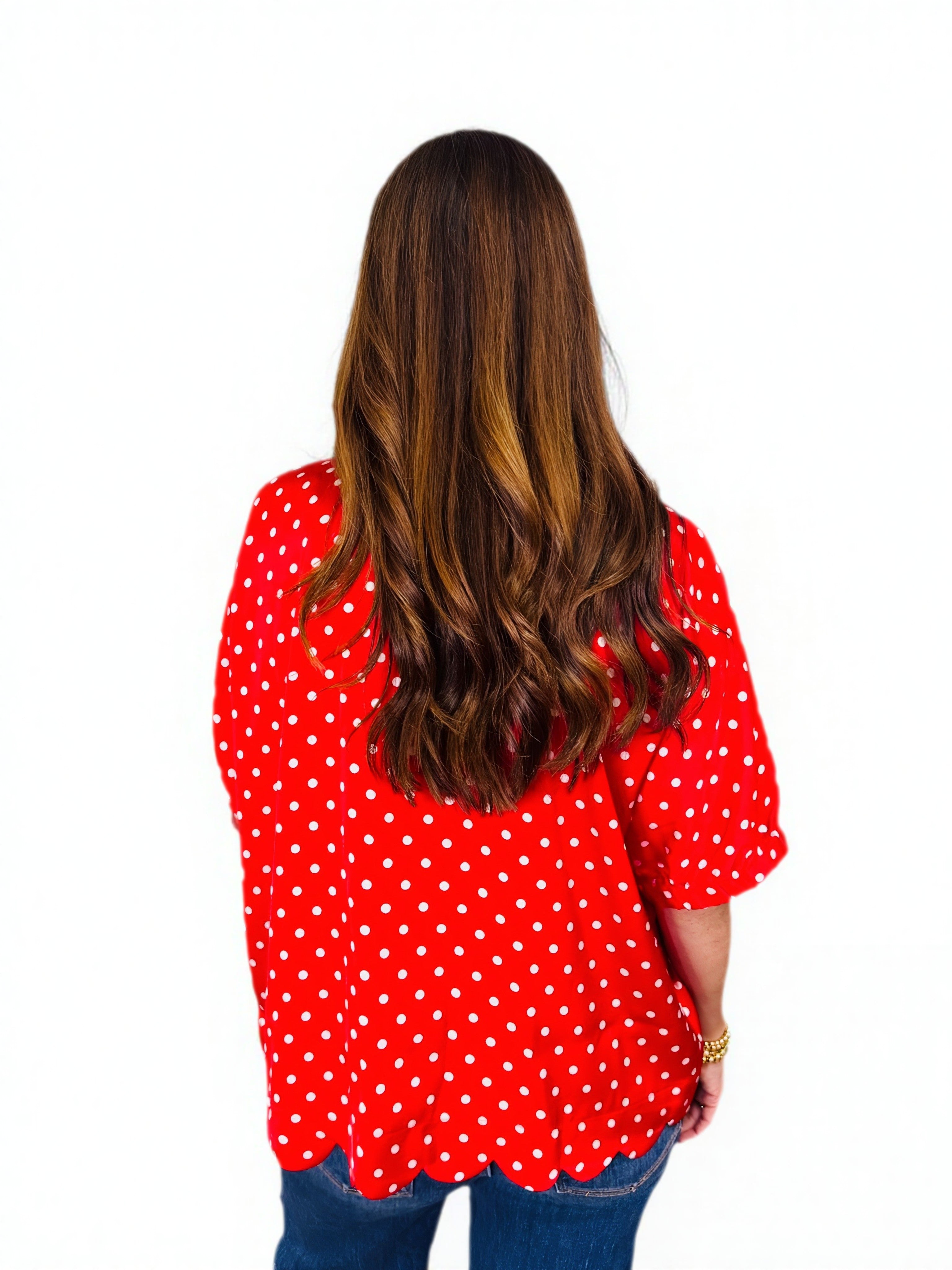 The Darling Days Red Polka Dot Scalloped Top