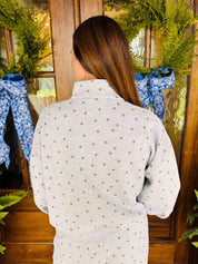 Star Print Half Zip Grey Sweatshirt