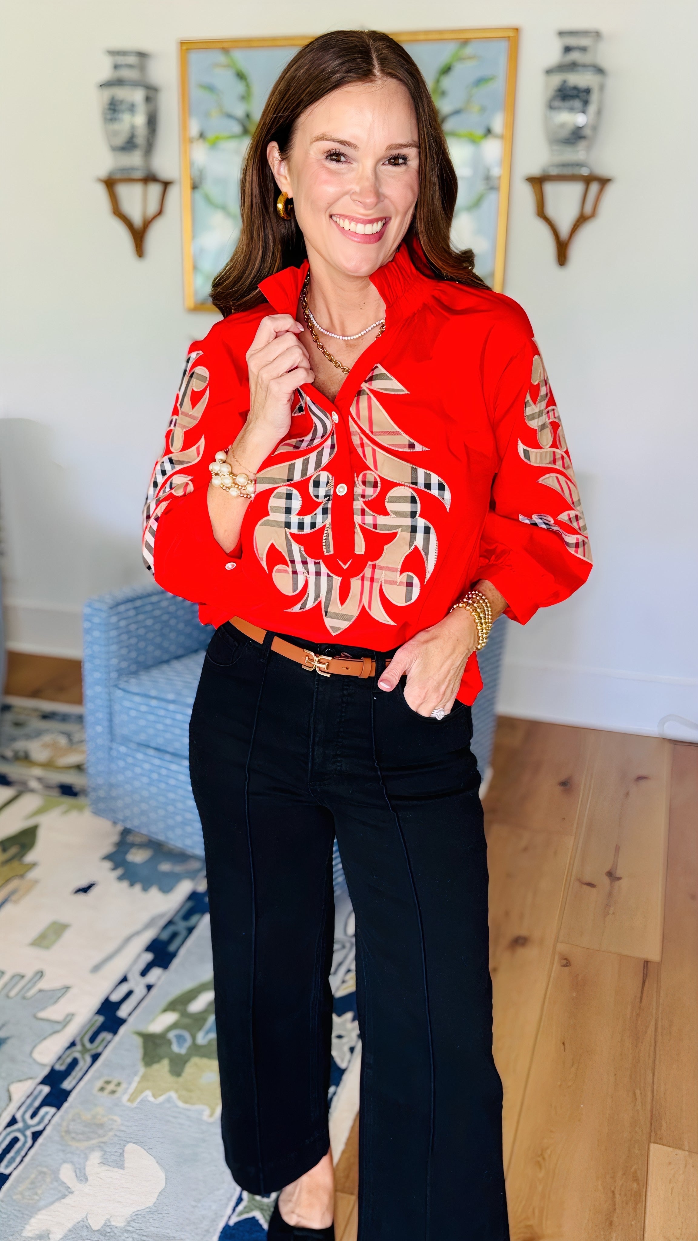 The Keepsake Red Applique Top