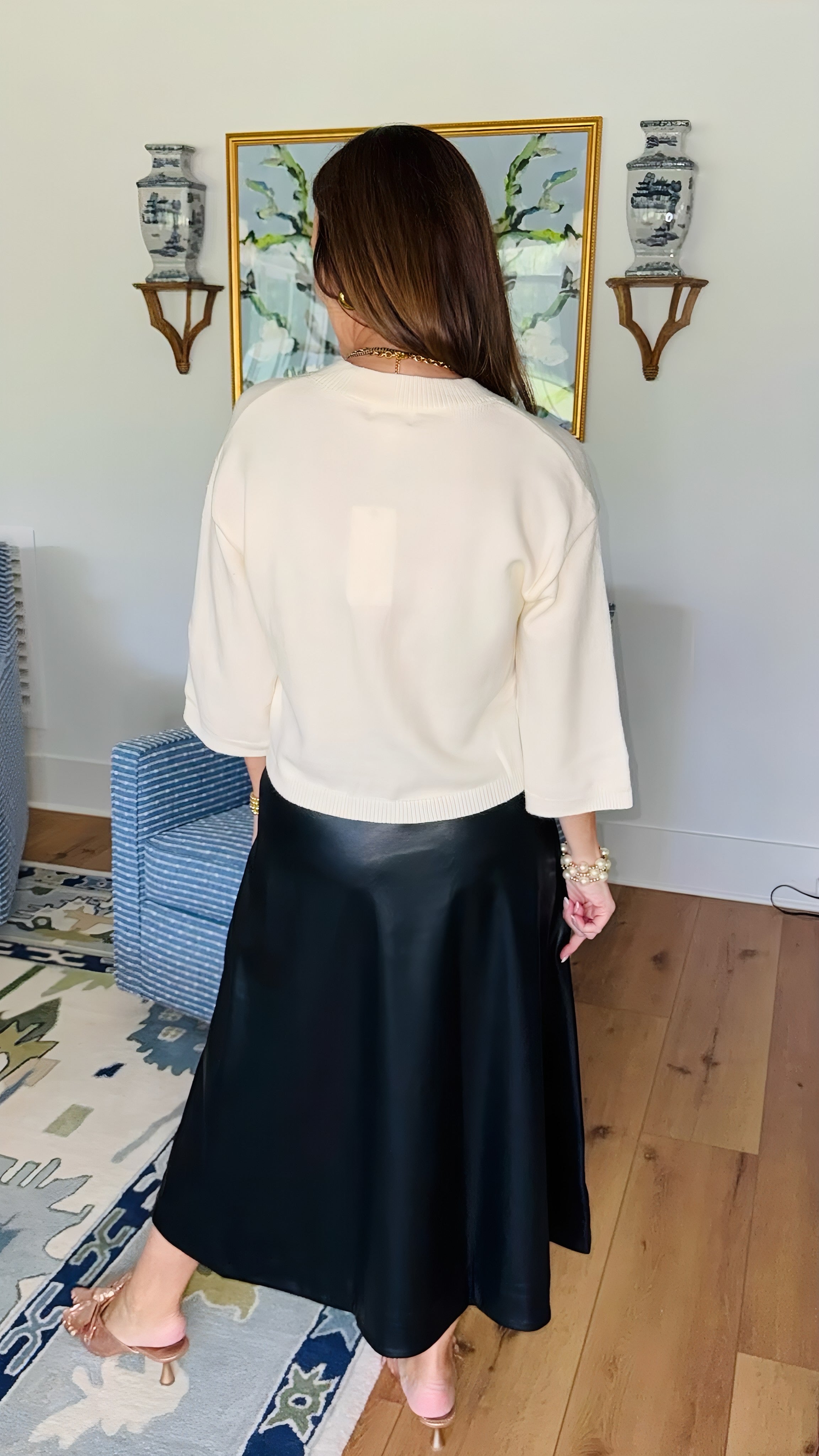 Black Leather A Line Skirt