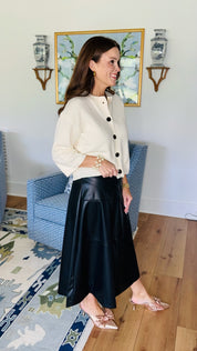 Black Leather A Line Skirt