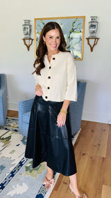 Black Leather A Line Skirt