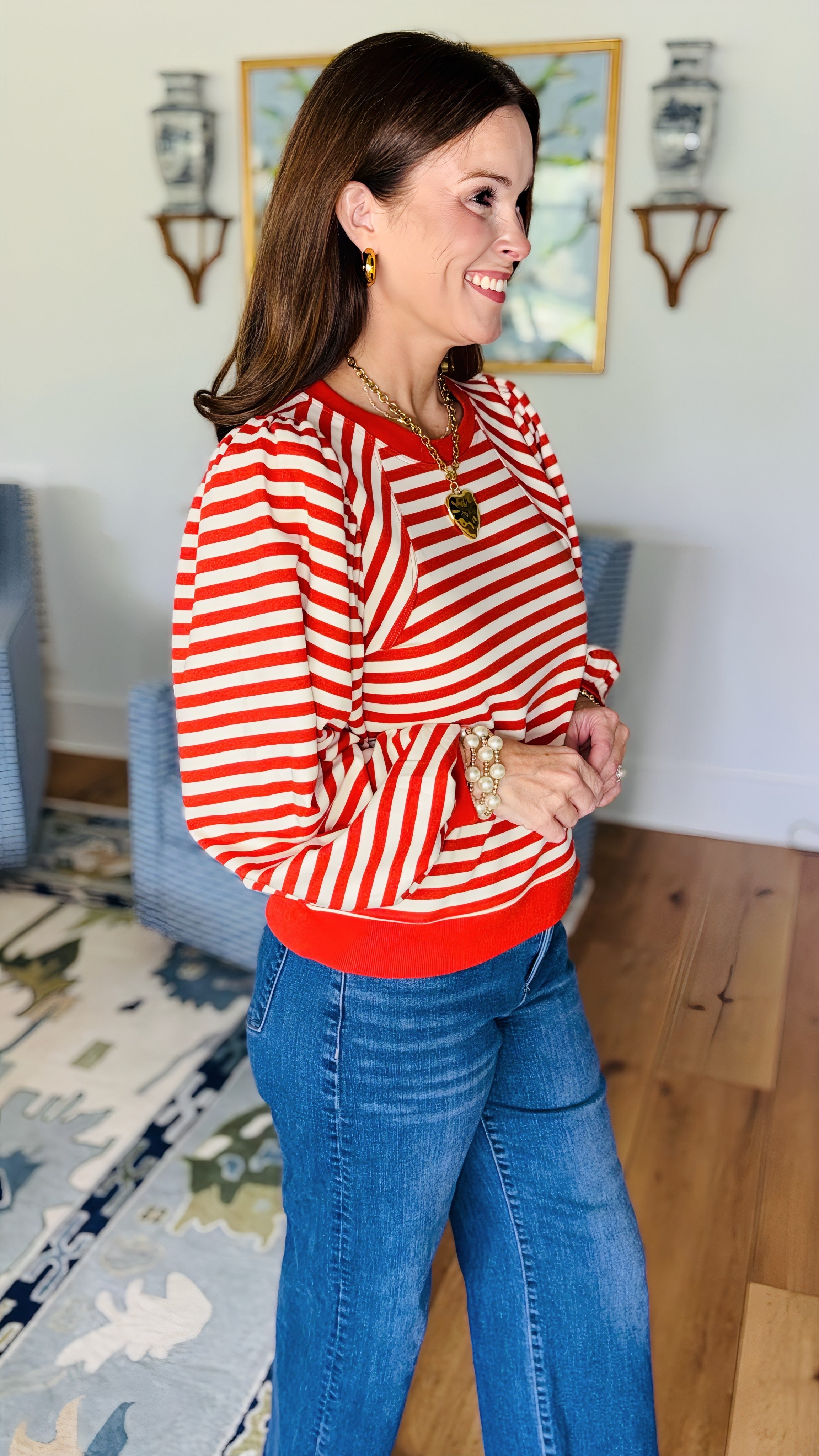 The Sweetgrass Brick Striped Top