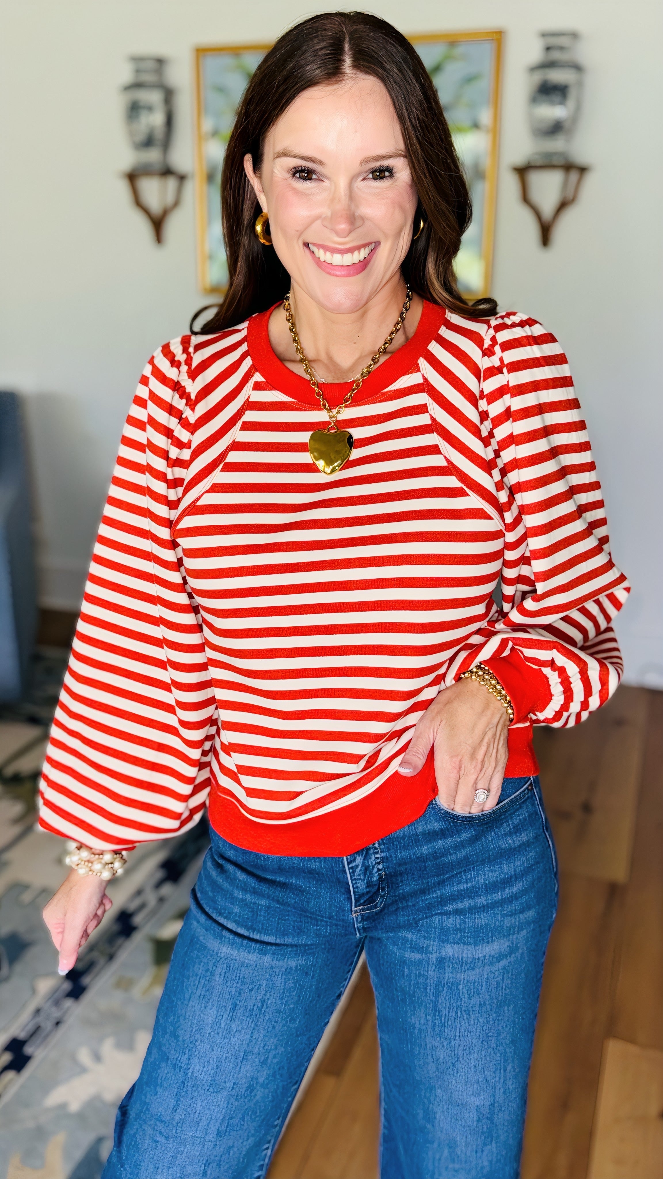 The Sweetgrass Brick Striped Top