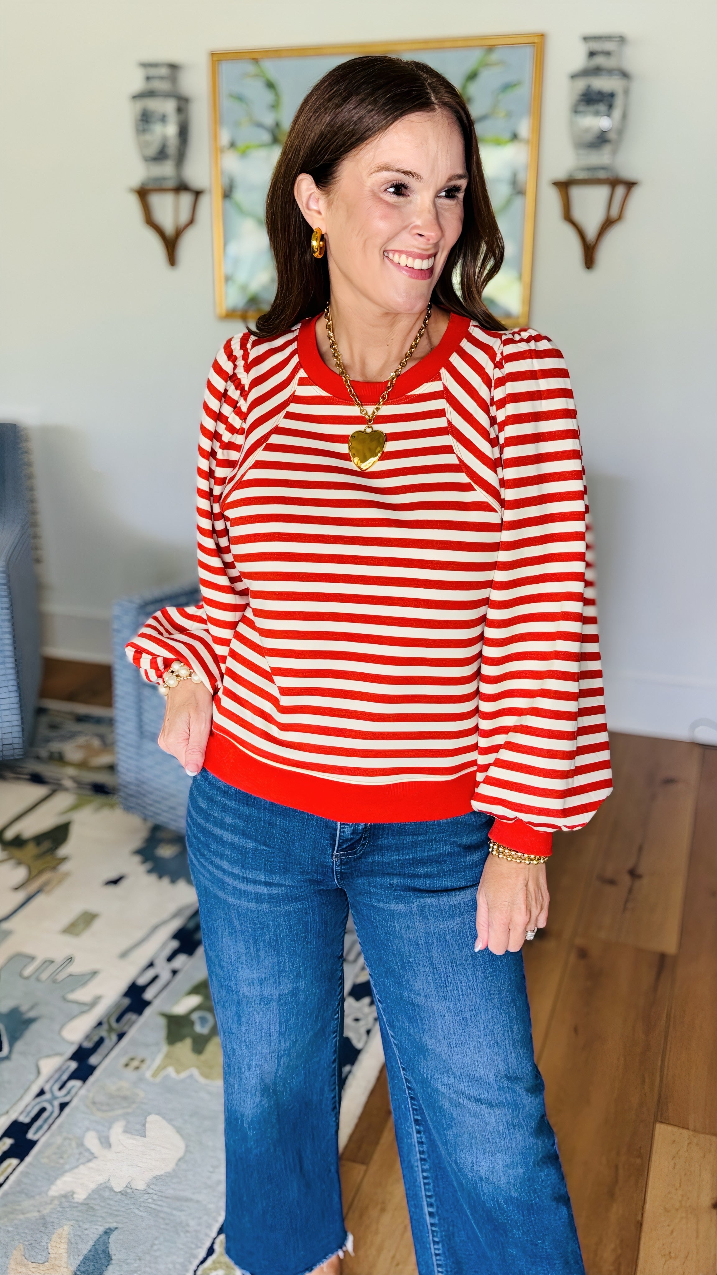 The Sweetgrass Brick Striped Top