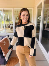 The Checkered Print Sweater Black