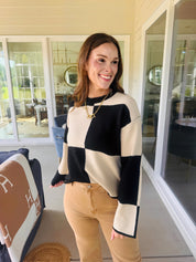 The Checkered Print Sweater Black