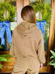 Star Print Bubble Hoodie Brown