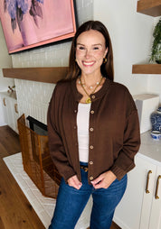 Everyday Button Down Cardigan Brown