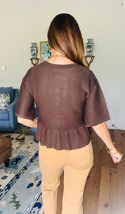 The Somerset Peplum Brown Top