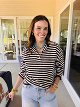 The Piper Striped Henley Wine