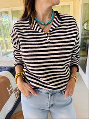 The Piper Striped Henley Wine