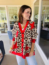 Leopard Star Cardigan Sweater
