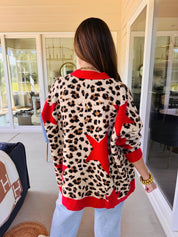 Leopard Star Cardigan Sweater