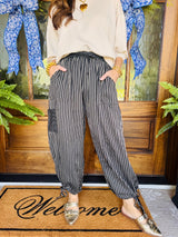 Striped Double Gauze Balloon Pants