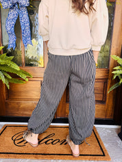 Striped Double Gauze Balloon Pants