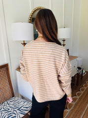 The Cozy Striped Taupe Cardigan