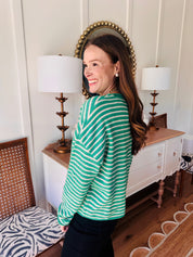 The Cozy Striped Green Cardigan