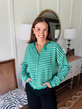 The Cozy Striped Green Cardigan