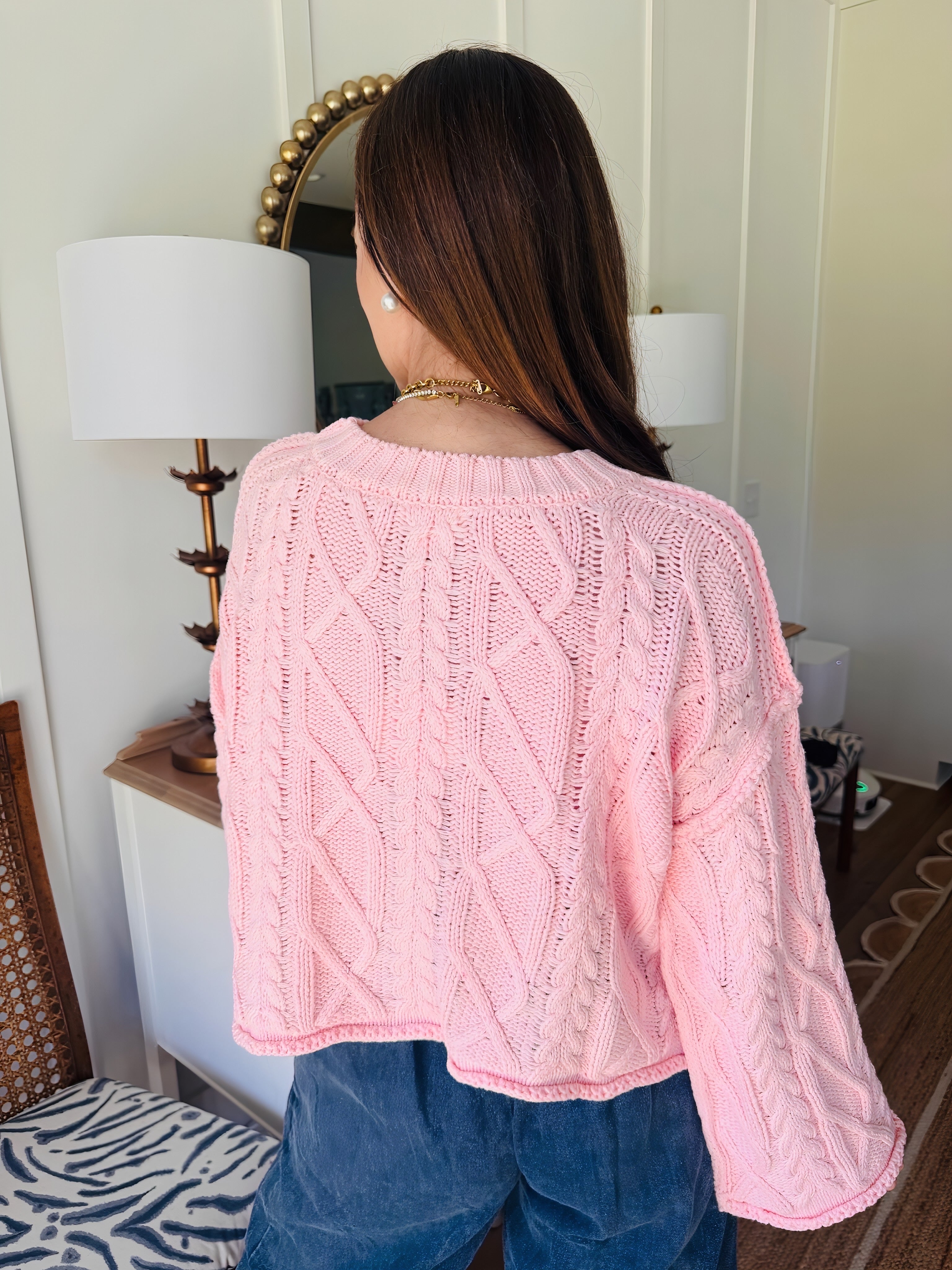 The Poplar Pink Cable Knit Sweater