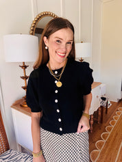 The Palmer Black Button Down Cardigan