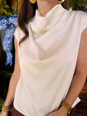 Cowl Neck Satin Top Champagne