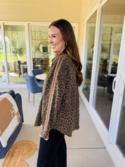 Leopard Print Utility Button Down Top