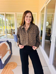 Leopard Print Utility Button Down Top