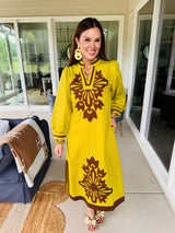 The Finale Chartreuse Embroidered Dress