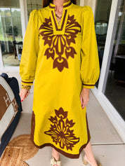 The Finale Chartreuse Embroidered Dress