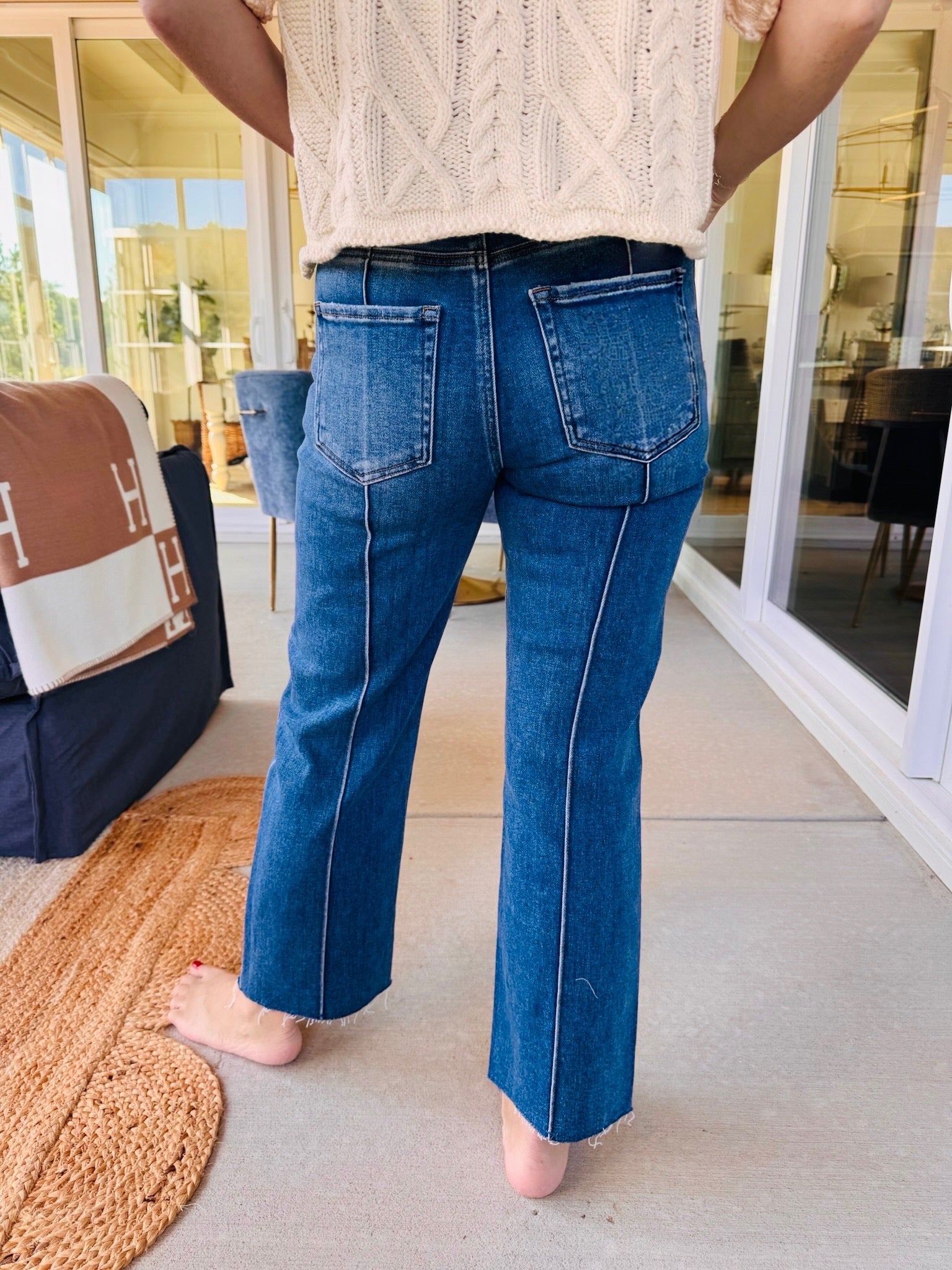 Risen High Rise Straight Pintuck Jeans