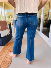 Risen High Rise Straight Pintuck Jeans