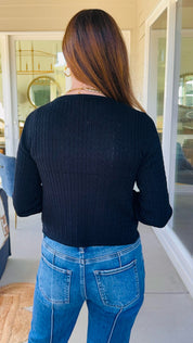 Essential Cable Knit Cardi Black