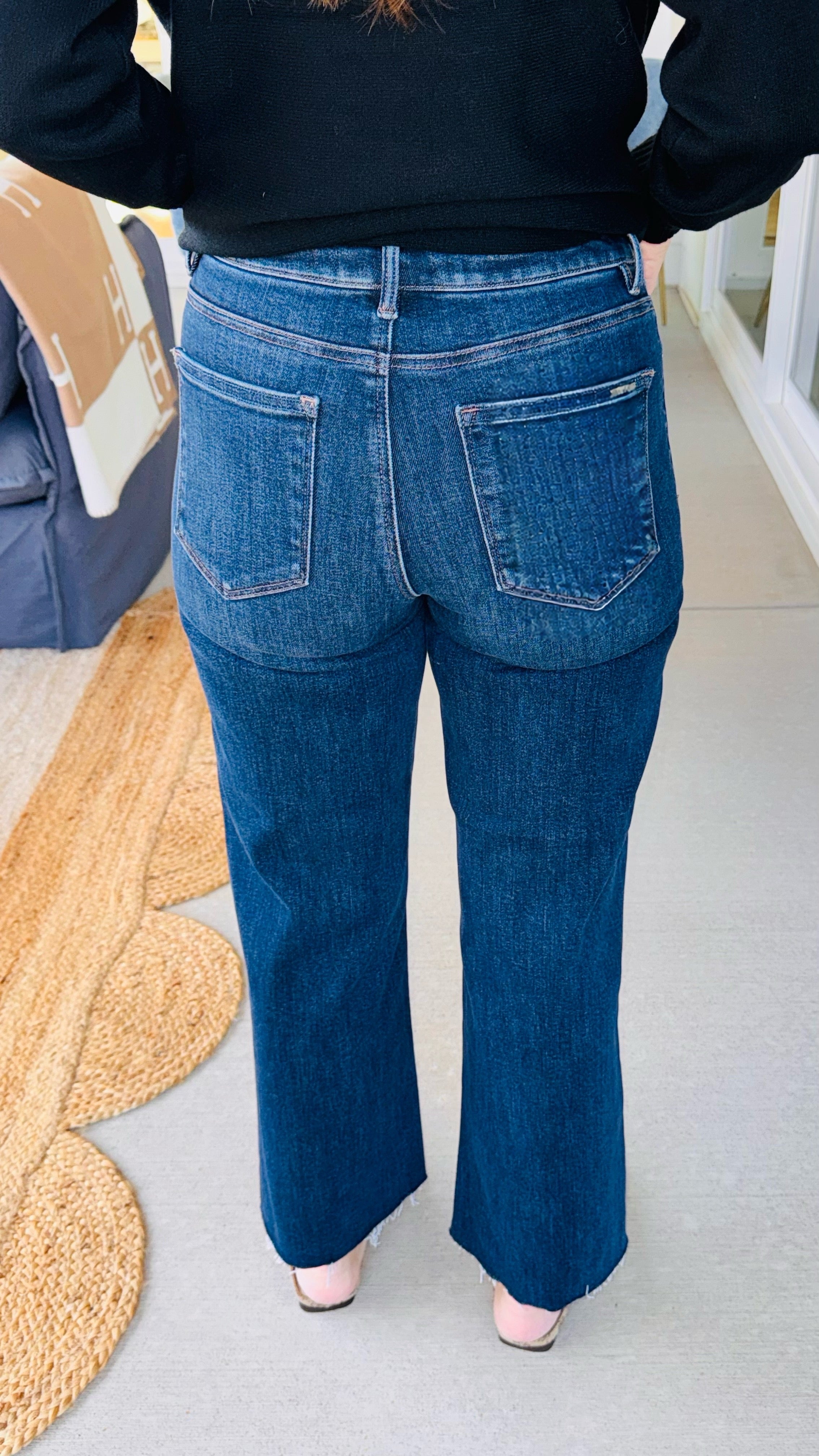 Risen High Rise Wide Leg Jeans