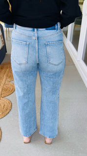 Risen High Rise Crop Barrel Adjustable Waist Band