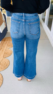 Risen High Rise Wide Leg Front Yoke Detail Jeans