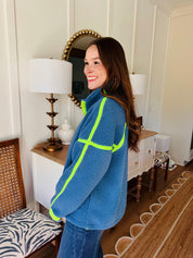 Fleece Half Zipup Pullover Blue