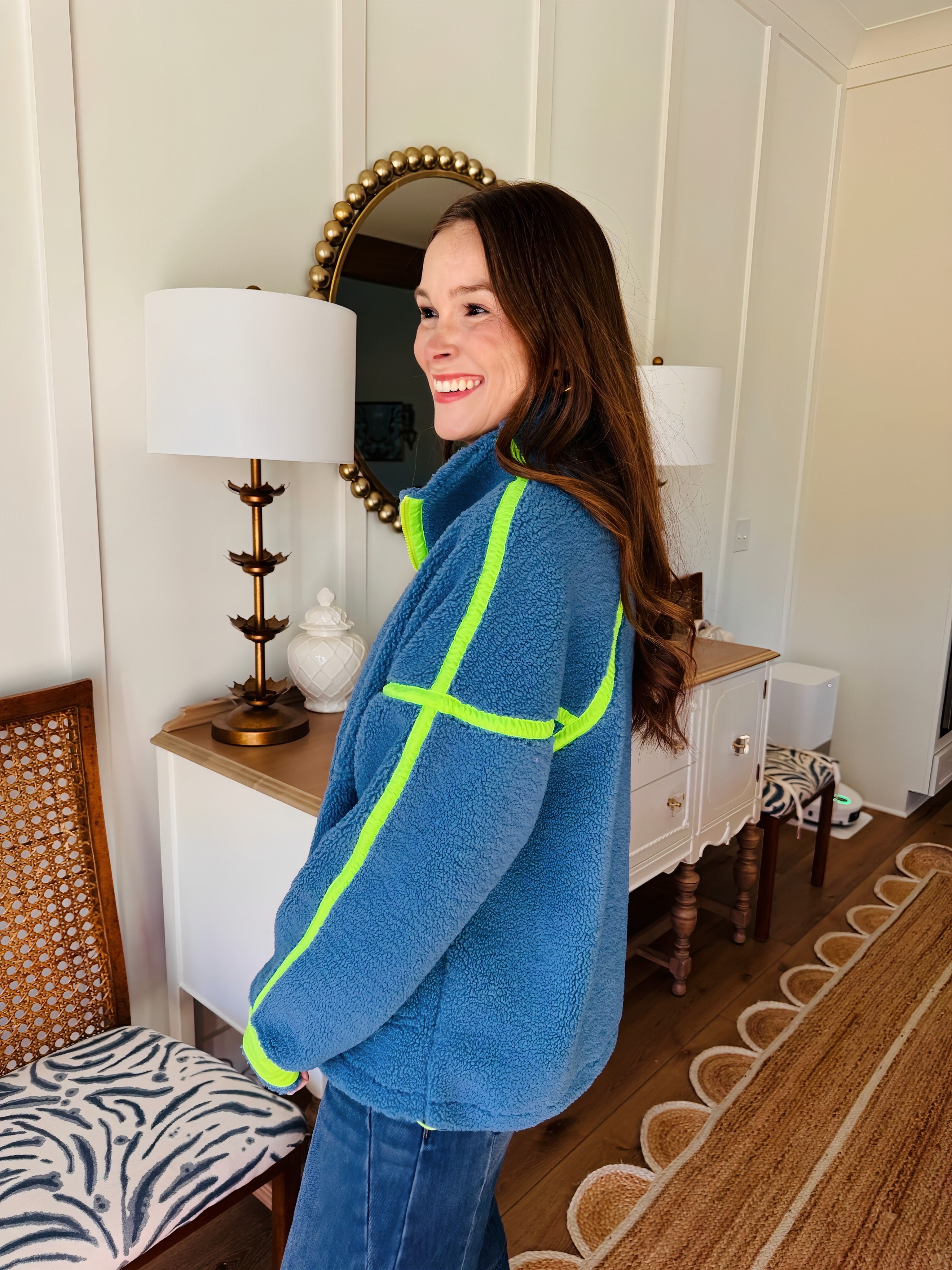 Fleece Half Zipup Pullover Blue