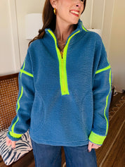 Fleece Half Zipup Pullover Blue