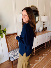 Mahjong Tile Navy Sweater