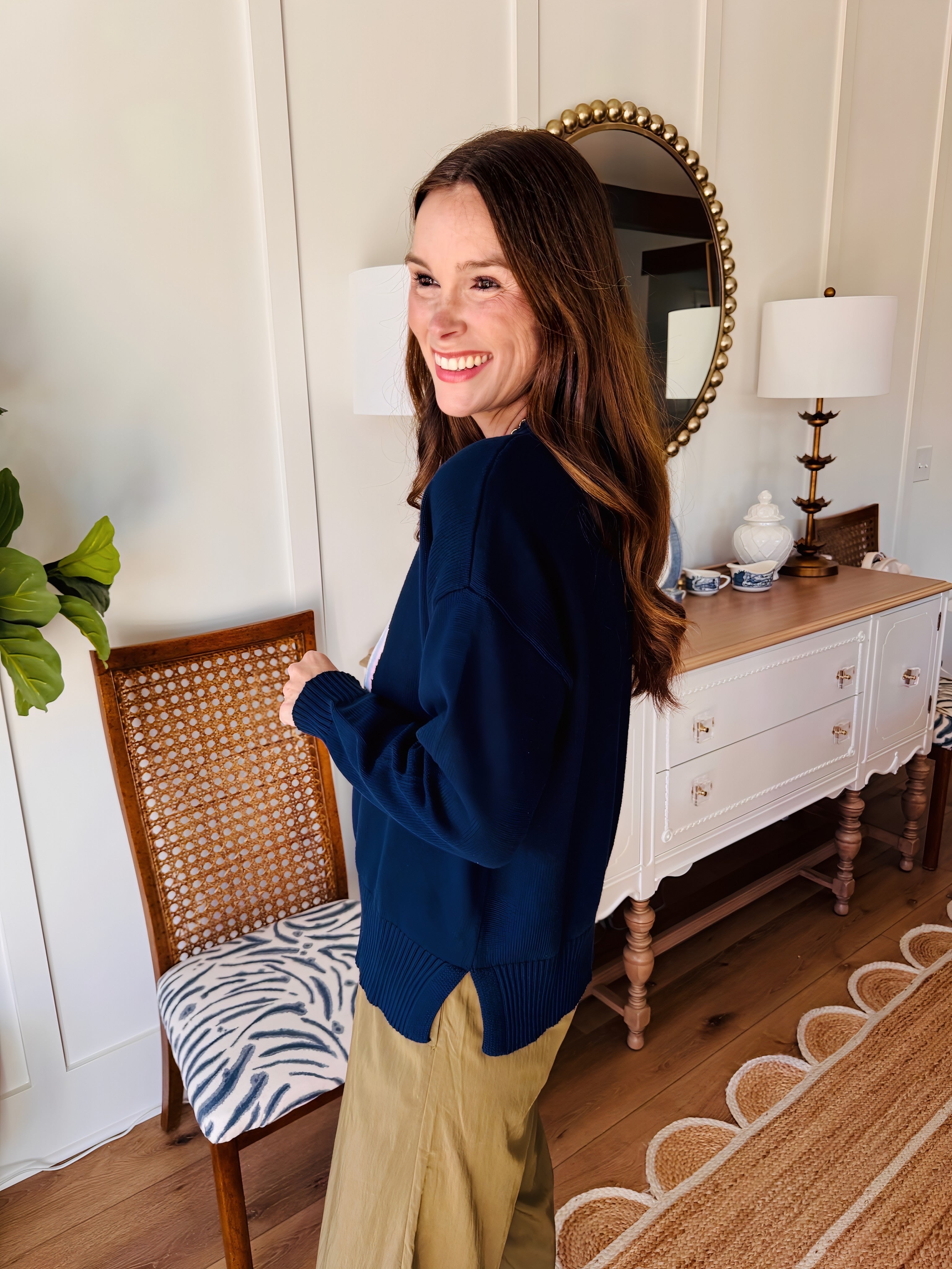 Mahjong Tile Navy Sweater