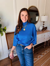 The Wendy Mock Neck Sweater Cobalt Blue